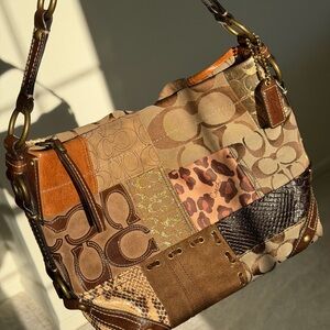 RARE! Y2K Coach Carly Patchwork Hobo Shoulder Bag — Western Y2K Leopard Print